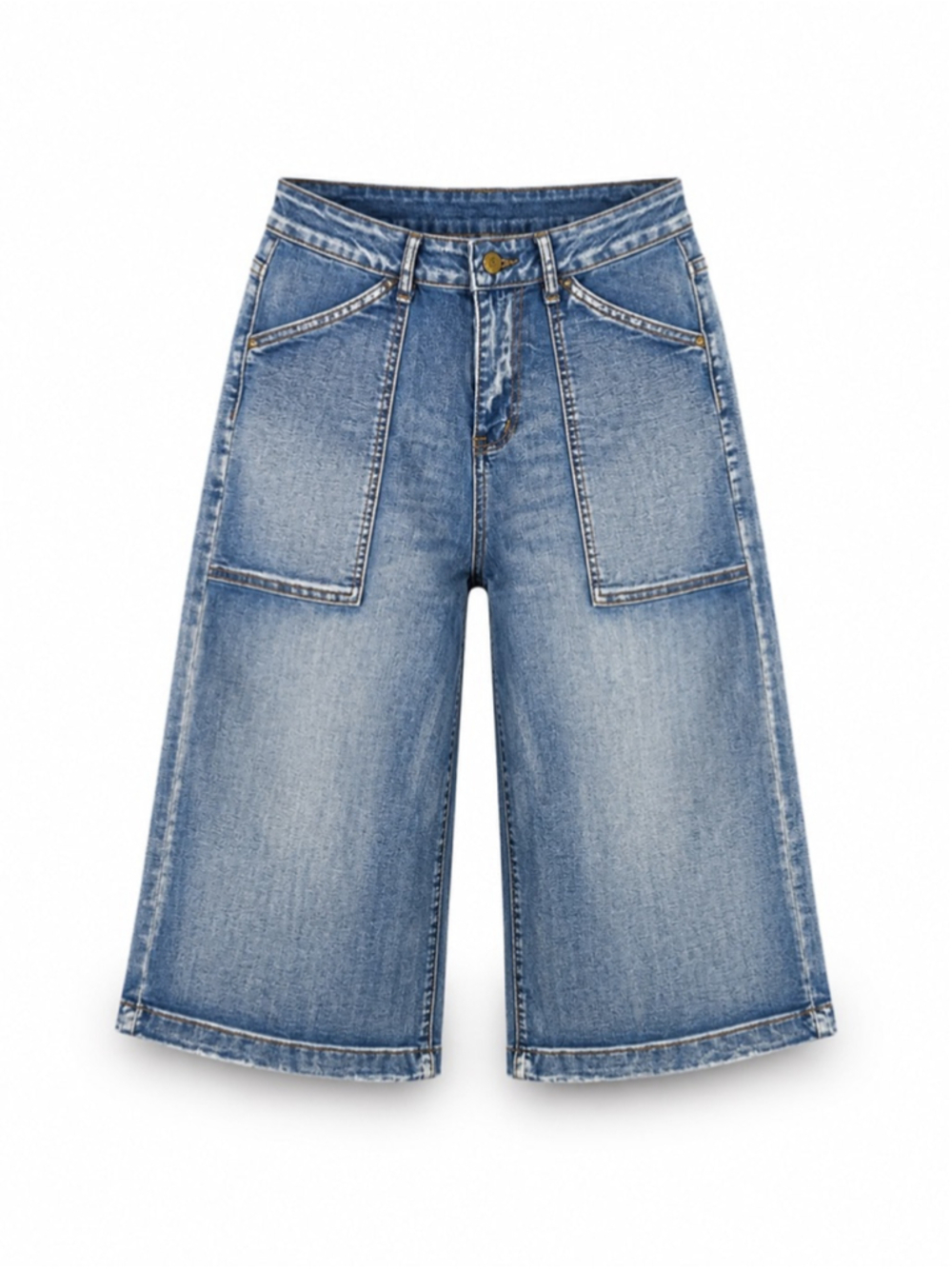 Roswear Women’s Wide Leg Cropped Jeans High Rise Culotte Denim Pants Sz Medium